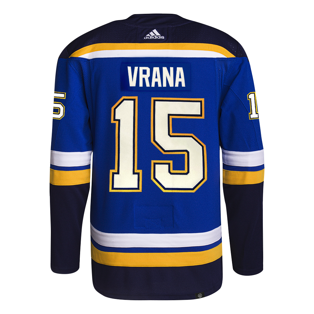 ST. LOUIS BLUES ADIDAS AUTHENTIC PRO STITCH VRANA 15 HOME JERSEY BL STL Authentics