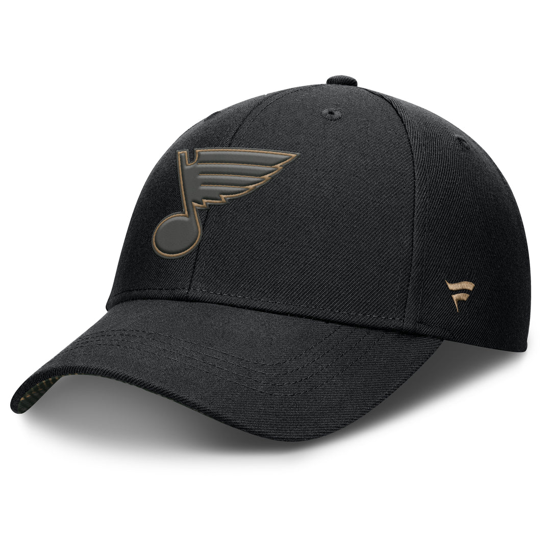 ST. LOUIS BLUES FANATICS TONAL NOTE MILITARY SNAPBACK - BLACK Hat Fanatics   