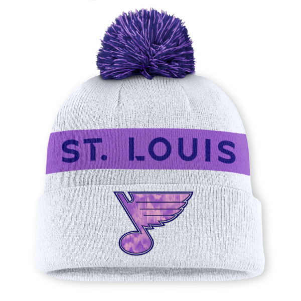 ST. LOUIS BLUES FANATICS HOCKEY FIGHTS CANCER POM KNIT - WHITE Knit adidas   