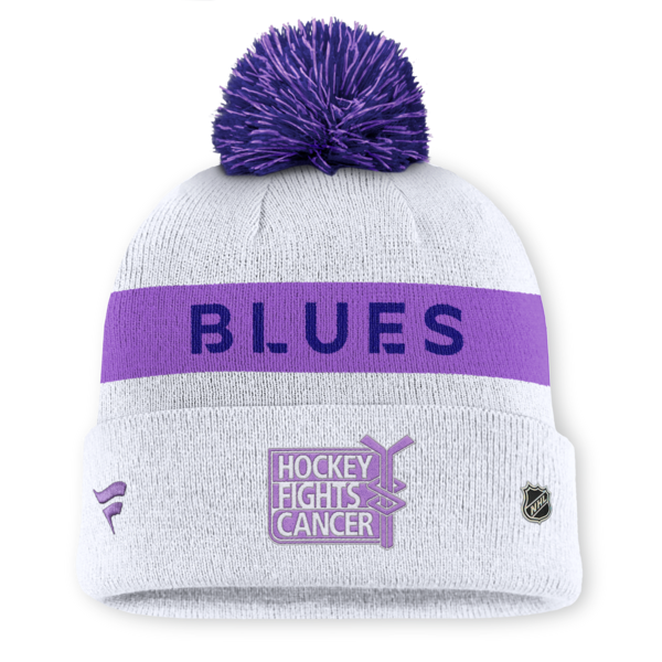 ST. LOUIS BLUES FANATICS HOCKEY FIGHTS CANCER POM KNIT - WHITE Knit adidas   