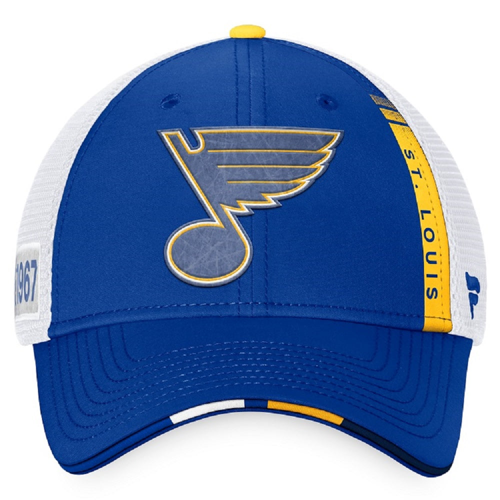 St. Louis Blues Hat/ Blues Hat/Embroidered Blues Hat/ Play Gloria/  Distressed Camo hat w/ Royal STL and yellow gold blues