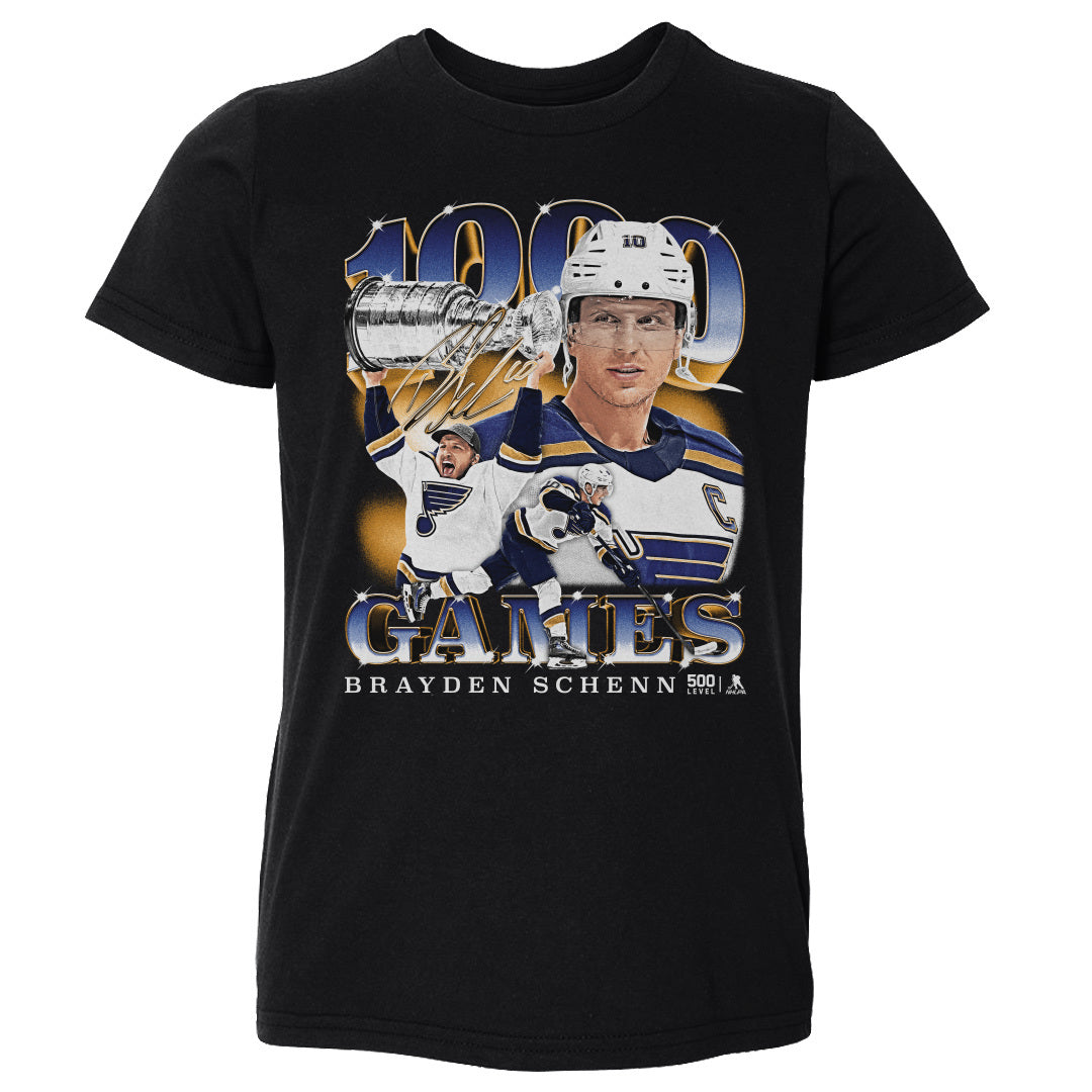 Brayden Schenn St. Louis Blues 1000th Game Toddler Tee- 3 Colors Kids Toddler T-Shirt 500 LEVEL Black 2T Kids Toddler T-Shirt