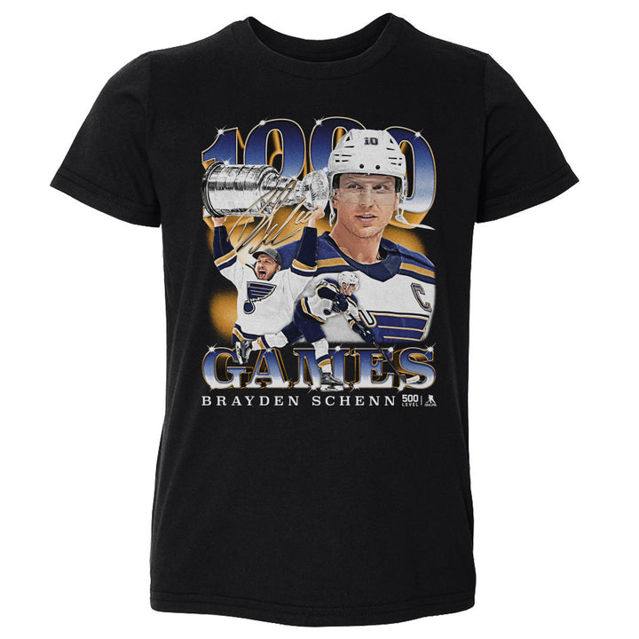 Brayden Schenn St. Louis Blues 1000th Game Toddler Tee- 3 Colors Kids Toddler T-Shirt 500 LEVEL Black 2T Kids Toddler T-Shirt