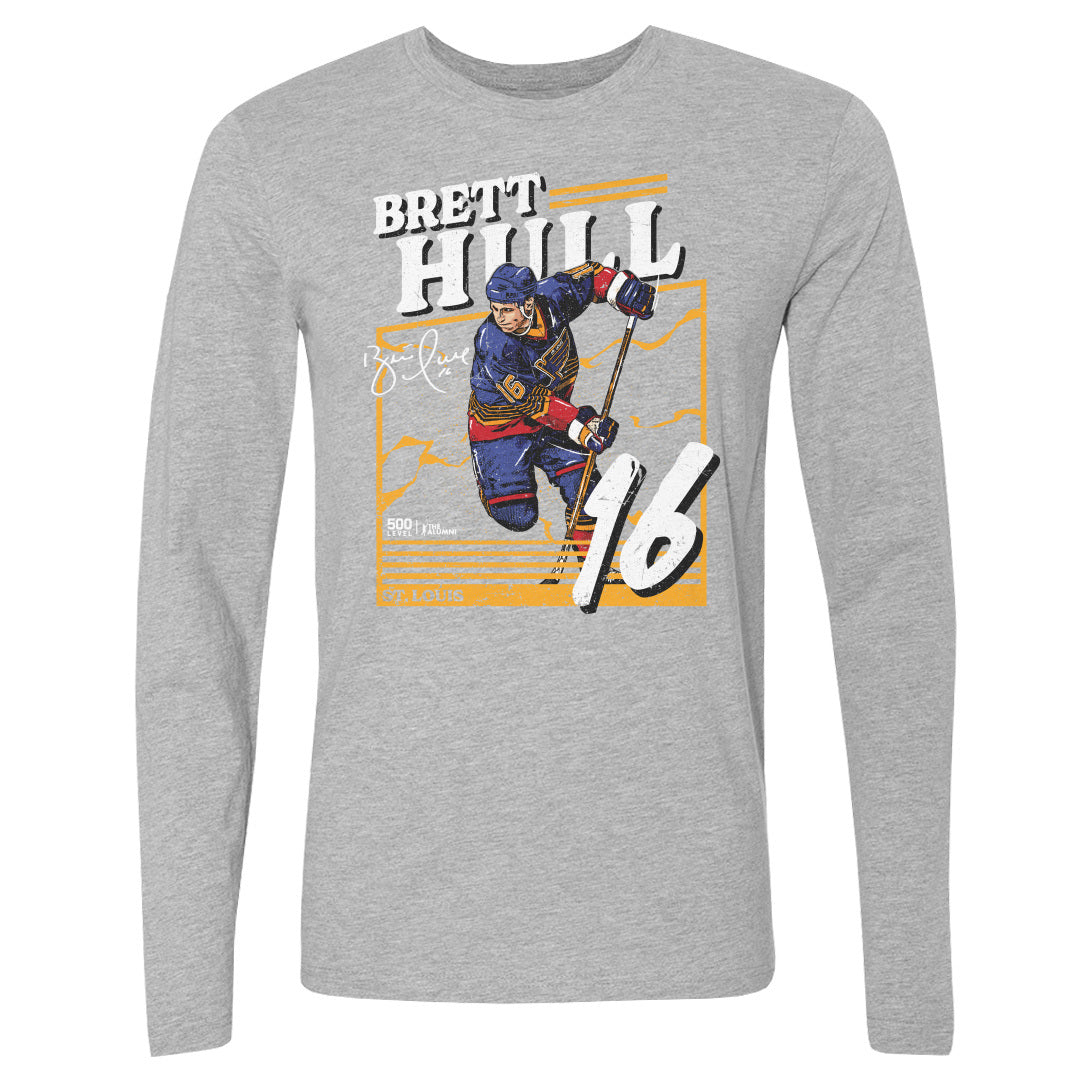 Brett Hull St Louis Blues Power Long Sleeve Tee Men's Long Sleeve T-Shirt 500 LEVEL Heather Gray S Men's Long Sleeve T-Shirt