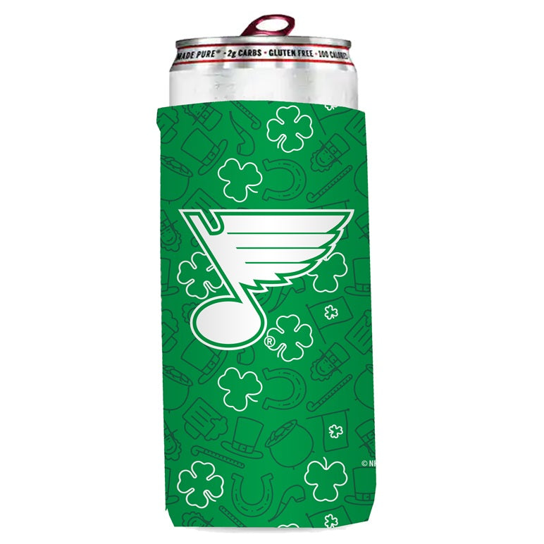 ST. LOUIS BLUES LOGO BRANDS ST. PATRICK'S DAY 25oz CAN KOOZIE Novelties Logo Brands