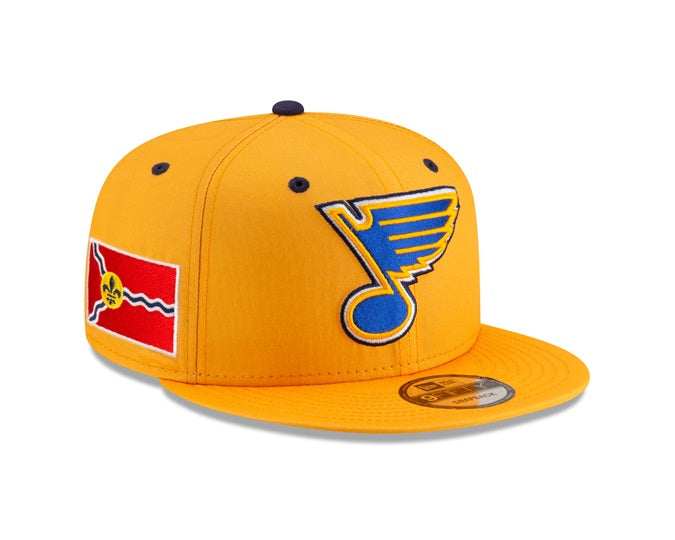 ST. LOUIS BLUES NEW ERA 9FIFTY BLUES CITY FLAG HAT - YELLOW Hat New Era