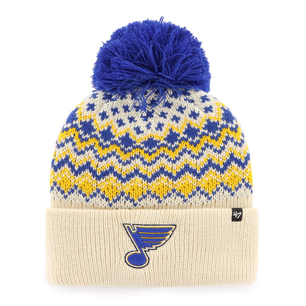 ST. LOUIS BLUES '47 LADIES ELSA STRIPED POM KNIT - NATURAL Knit '47 Brand   