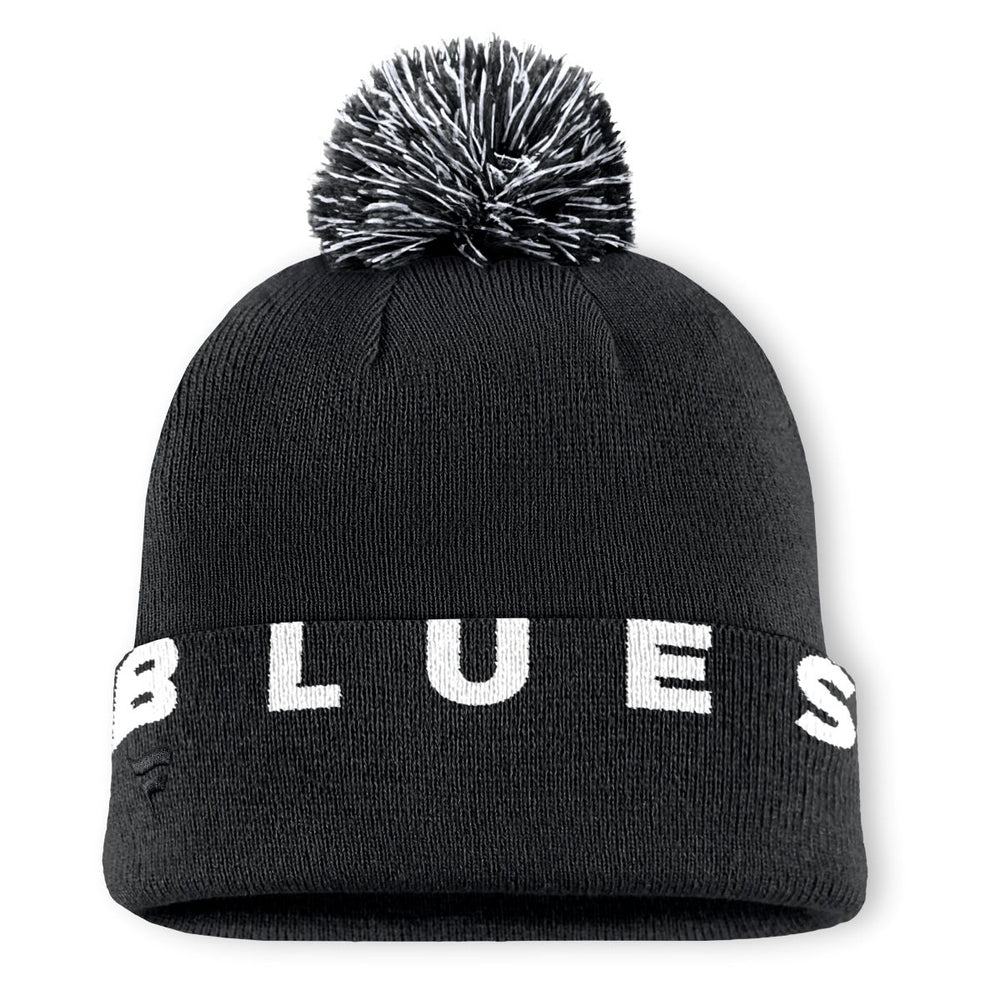 ST. LOUIS BLUES FANATICS CIRCLE HIGH STICK POM KNIT - BLACK Knit Fanatics   