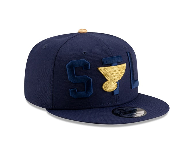 ST. LOUIS BLUES NEW ERA 9FIFTY GOLD NOTE SNAPBACK - NAVY Hat New Era