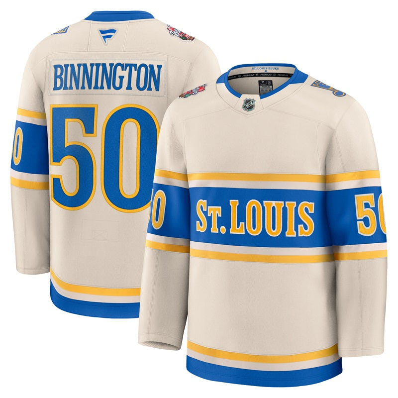 ST. LOUIS BLUES FANATICS PREMIUM BINNINGTON WINTER CLASSIC JERSEY - BEIGE Jersey Fanatics   