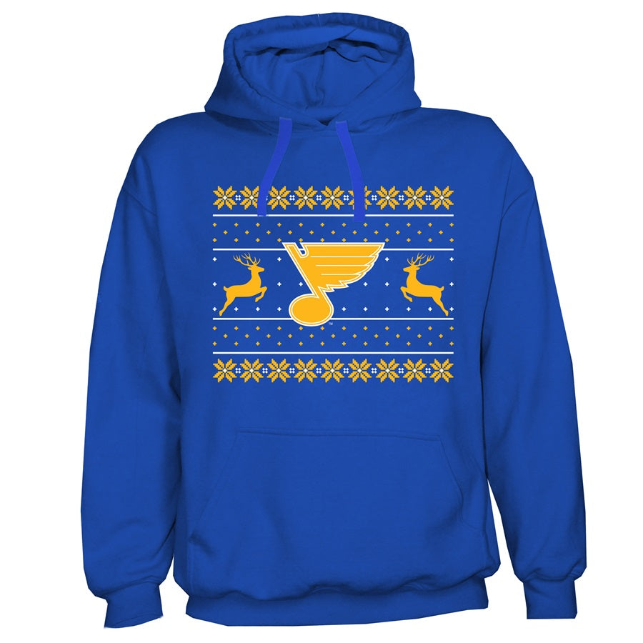 ST. LOUIS BLUES UGLY SWEATER HOODIE - BLUE Hoodie St. Louis Blues