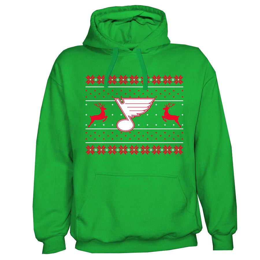 ST. LOUIS BLUES UGLY SWEATER HOODIE - GREEN Hoodie St. Louis Blues