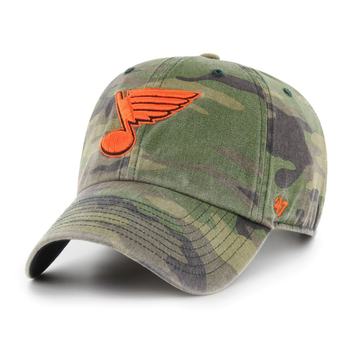 ST. LOUIS BLUES ’47 ORANGE NOTE CLEANUP SNAPBACK - CAMO Hat '47 Brand   