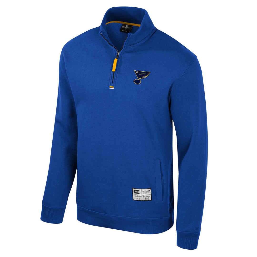 ST. LOUIS BLUES ZION FLEECE QUARTER ZIP - ROYAL Outerwear Colosseum