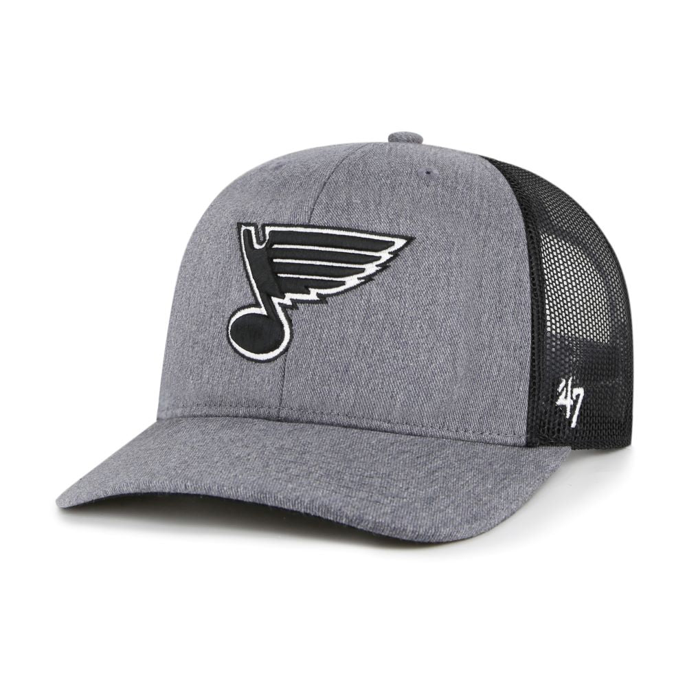 ST. LOUIS BLUES '47 TONAL NOTE CARBON MESH SNAPBACK - GREY/BLACK Hats '47 Brand   