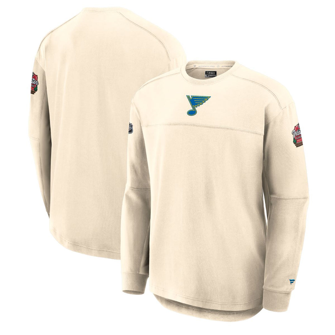 ST. LOUIS BLUES AUTHENTIC PRO CHENILLE WINTER CLASSIC CREW - CREAM Apparel & Accessories Fanatics