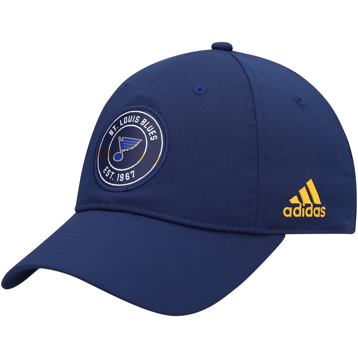 ST. LOUIS BLUES ADIDAS CIRCLE LOGO SLOUCH STRAPBACK HAT - NAVY