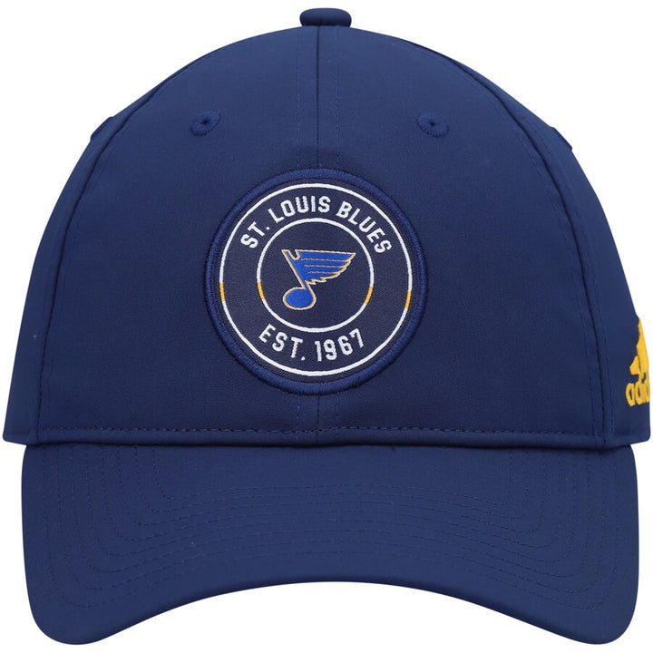 ST. LOUIS BLUES ADIDAS CIRCLE LOGO SLOUCH STRAPBACK HAT - NAVY