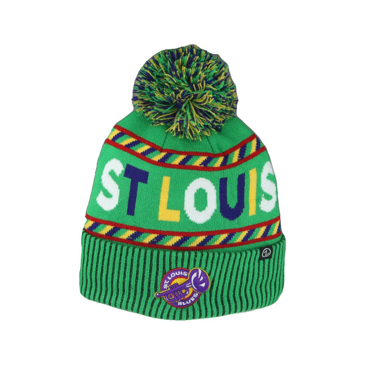 ST. LOUIS BLUES ZEPHYR MARDI GRAS POM KNIT - GREEN Knit Zephyr