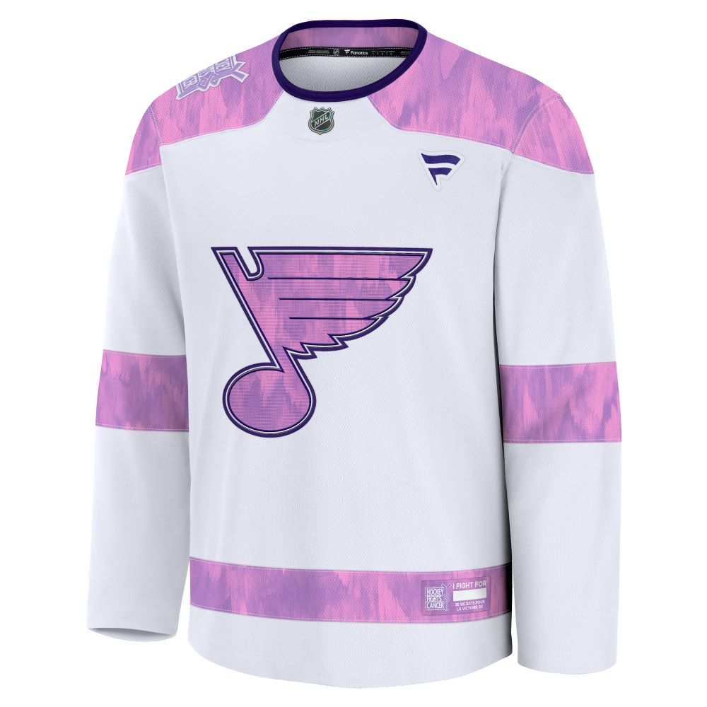 ST. LOUIS BLUES 24/25 FANATICS PREGAME HOCKEY FIGHTS CANCER JERSEY - WHITE Jersey Fanatics   