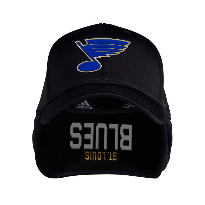 ST. LOUIS BLUES ADIDAS NOTE EAR FLAP FLEX FIT HAT - BLACK Hat adidas   