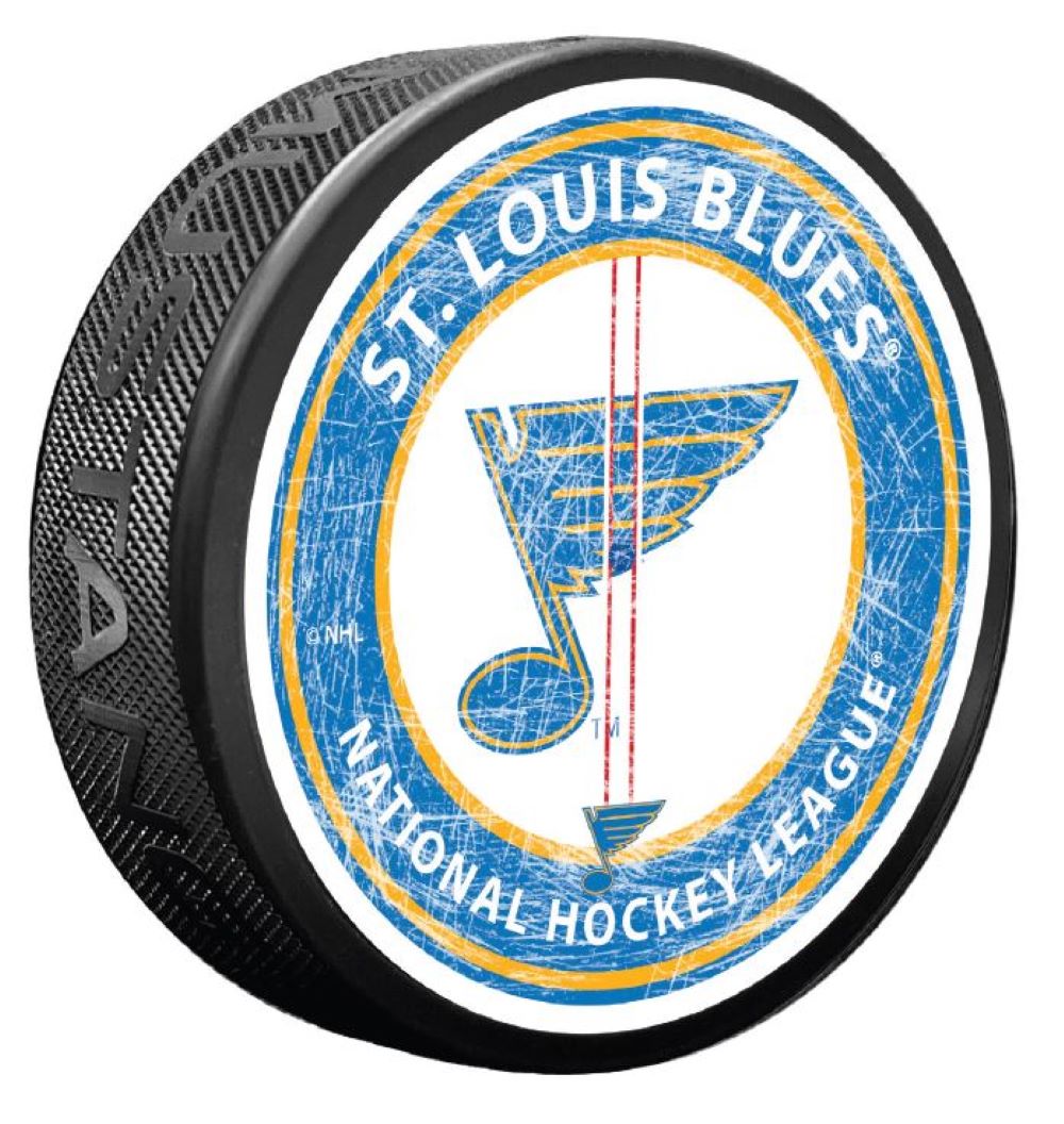 ST. LOUIS BLUES HERITAGE CENTER ICE PUCK Puck Mustang Products   