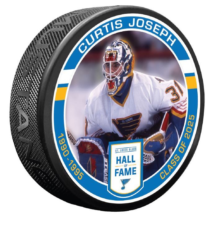 ST. LOUIS BLUES CURTIS JOSEPH HALL OF FAME PUCK Puck Mustang Products