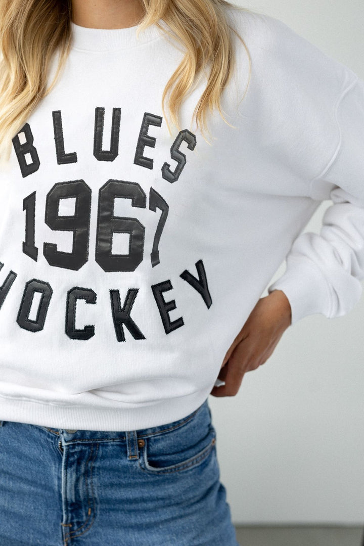 ST. LOUIS BLUES LINE CHANGE LADIES NOSTALGIC CREW - WHITE Outerwear Line Change