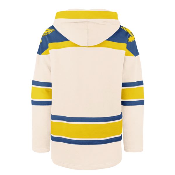 ST. LOUIS BLUES '47 WINTER CLASSIC SUPERIOR STRIPED LACER HOODIE - CREAM Hoodie '47 Brand