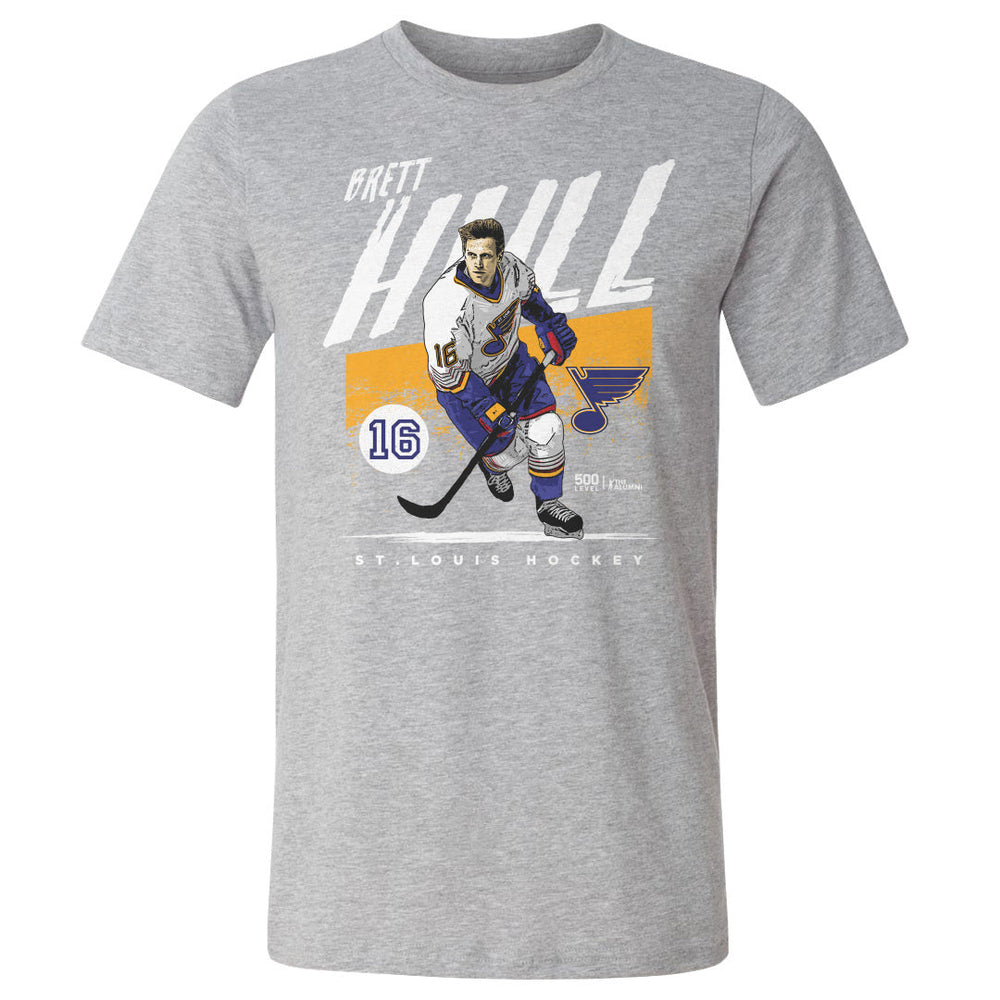 Brett Hull St. Louis Blues Tee - 2 Colors Men's Cotton T-Shirt 500 LEVEL Heather Gray S Men's Cotton T-Shirt