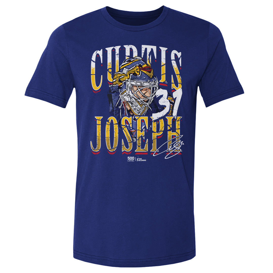 Curtis Joseph St. Louis Trumpet Mask T-Shirt - 2 Colors Men's Cotton T-Shirt 500 LEVEL Royal Blue S Men's Cotton T-Shirt