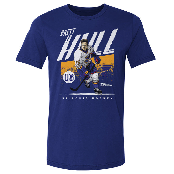 Brett Hull St. Louis Blues Tee - 2 Colors Men's Cotton T-Shirt 500 LEVEL Royal Blue S Men's Cotton T-Shirt