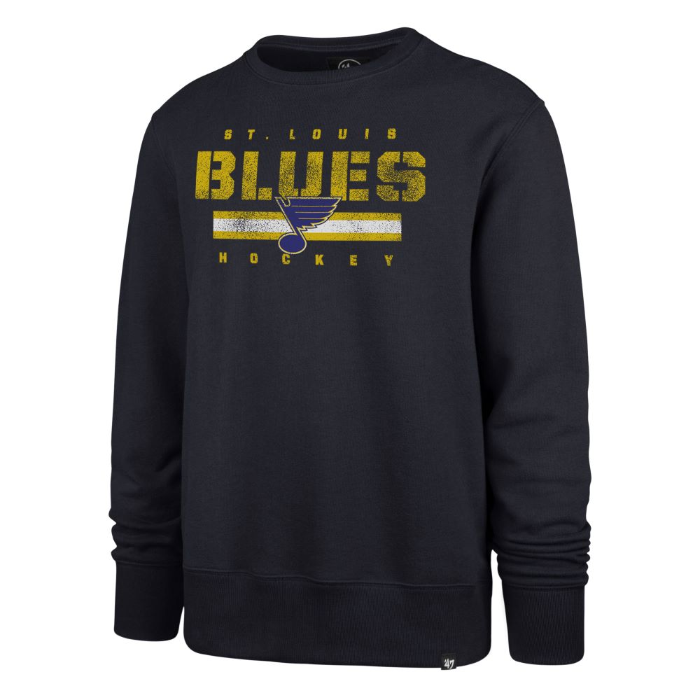 ST. LOUIS BLUES 47' NOTE STENCIL STRIPE CREW - NAVY Mens '47 Brand   