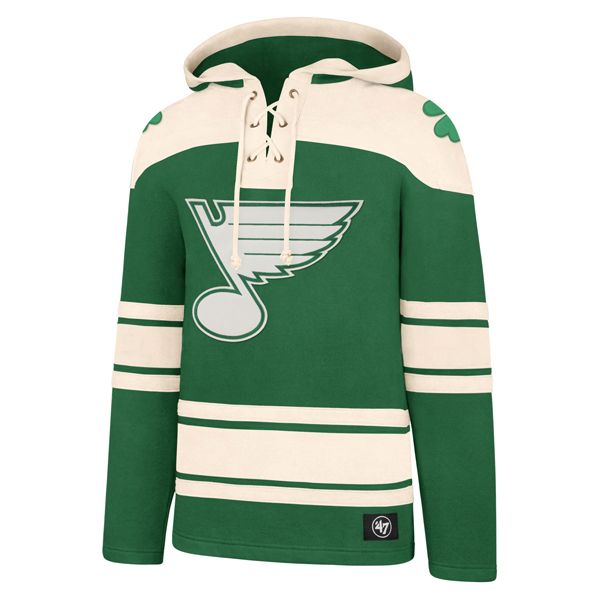 ST. LOUIS BLUES '47 ST. PATRICK'S DAY SUPERIOR STRIPED LACER HOODIE - GREEN Hoodie '47 Brand