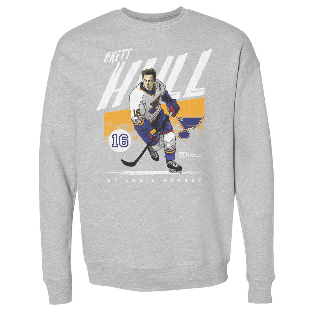 Brett Hull St. Louis Blues Crew Men's Crewneck Sweatshirt 500 LEVEL Heather Gray S Men's Crewneck Sweatshirt