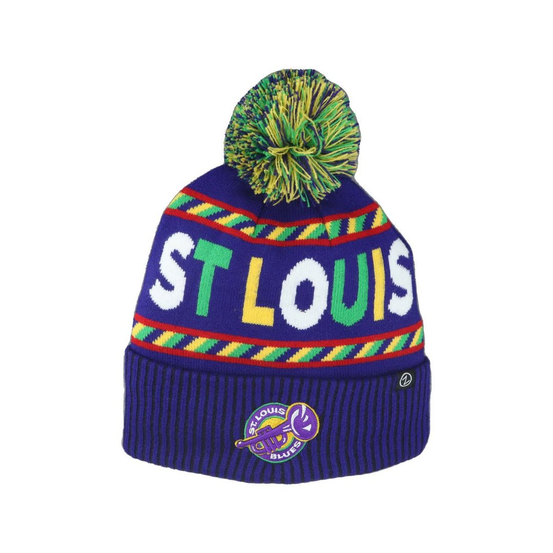 ST. LOUIS BLUES ZEPHYR MARDI GRAS POM KNIT - PURPLE Knit Zephyr