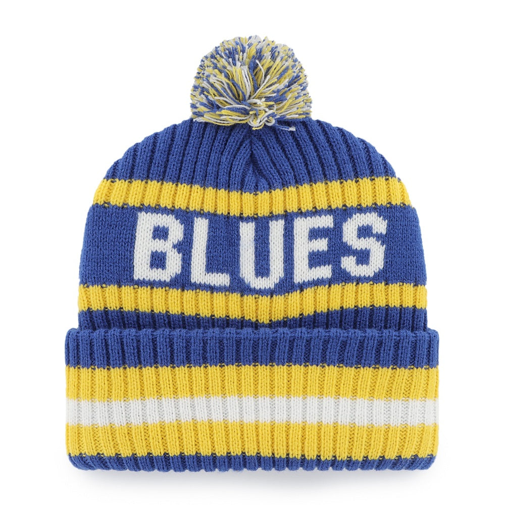 ST. LOUIS BLUES 47' BERING RETRO STRIPED POM KNIT BEANIE - ROYAL Knit '47 Brand   