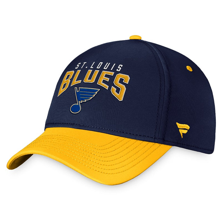 ST. LOUIS BLUES FANATICS STACKED FLEXFIT - NAVY/GOLD Hat Fanatics   