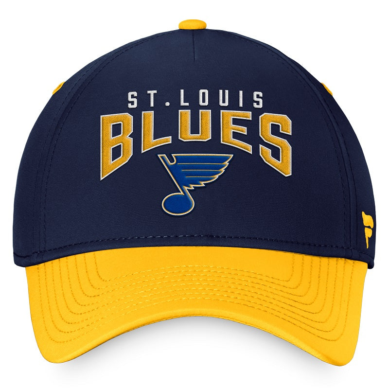 ST. LOUIS BLUES FANATICS STACKED FLEXFIT - NAVY/GOLD Hat Fanatics   