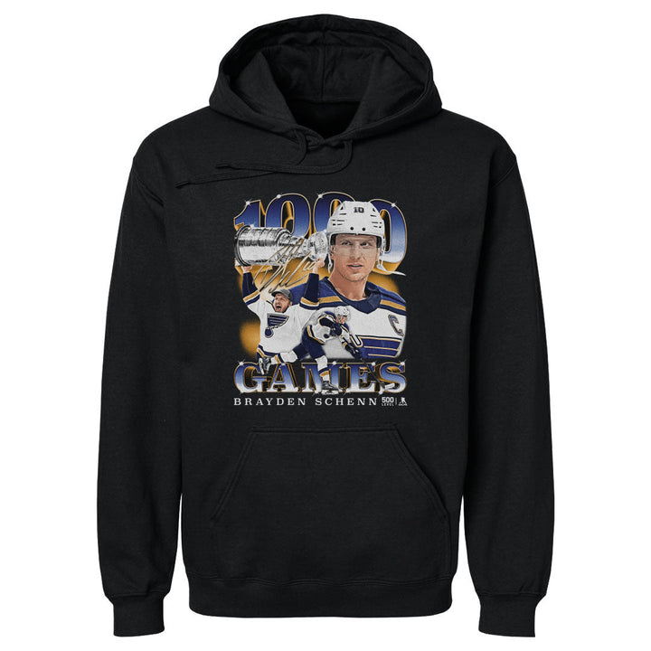 Brayden Schenn St. Louis Blues 1000th Game Hoodie - 3 Colors Men's Hoodie 500 LEVEL Black S Men's Hoodie