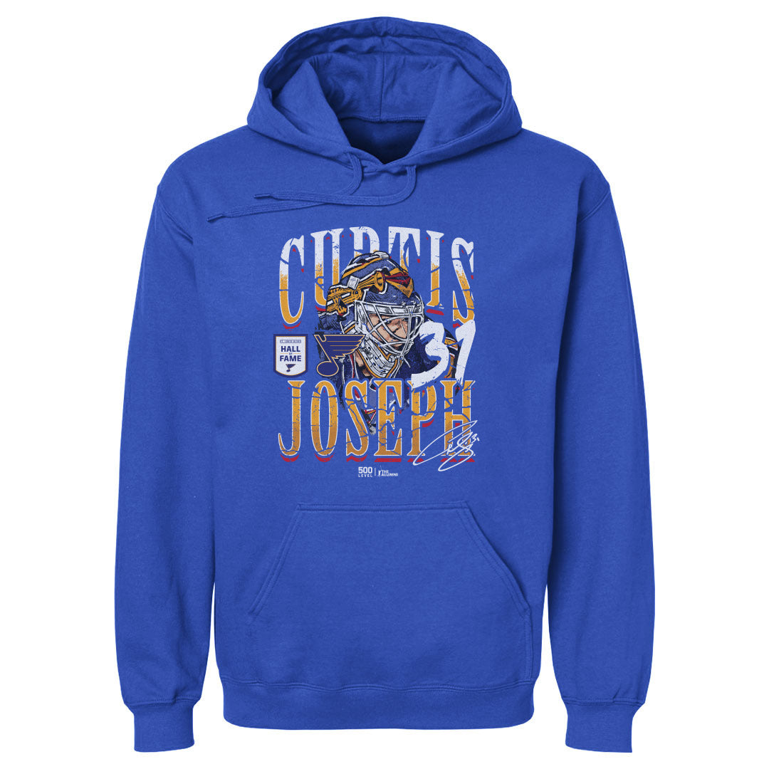 Curtis Joseph St. Louis Blues Trumpet Mask Hoodie - 2 Colors Men's Hoodie 500 LEVEL Royal Blue S Men's Hoodie