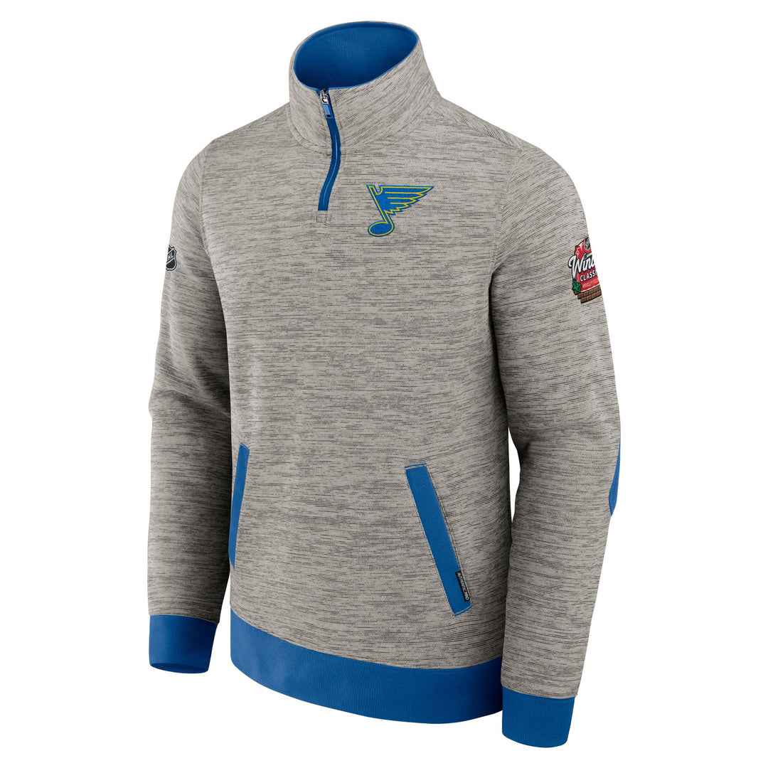 ST. LOUIS BLUES AUTHENTIC PRO CHENILLE WINTER CLASSIC 1/4 ZIP - GREY Apparel & Accessories Fanatics