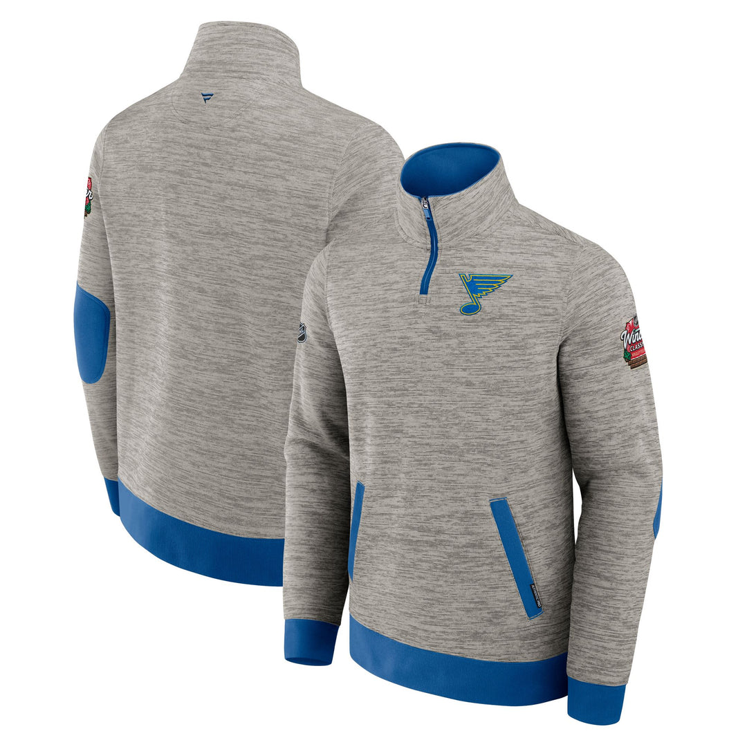 ST. LOUIS BLUES AUTHENTIC PRO CHENILLE WINTER CLASSIC 1/4 ZIP - GREY Apparel & Accessories Fanatics