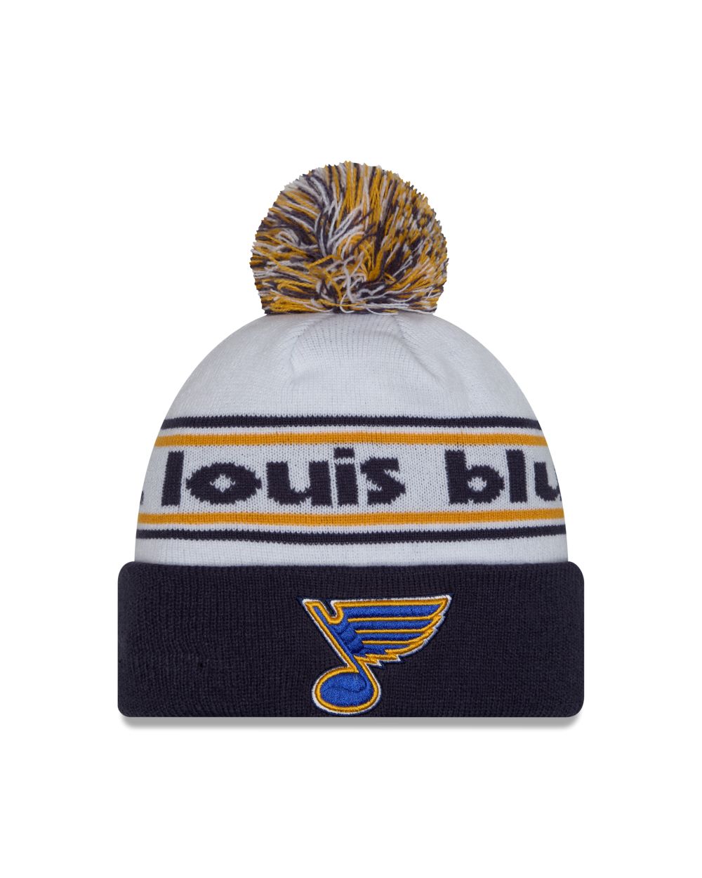 ST. LOUIS BLUES NEW ERA NOTE BANDED POM KNIT - WHITE/NAVY Knit New Era   