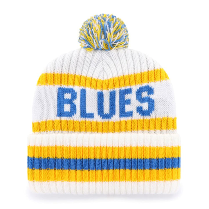 ST. LOUIS BLUES '47 HERITAGE BERING STRIPED POM KNIT - WHITE Knit '47 Brand   