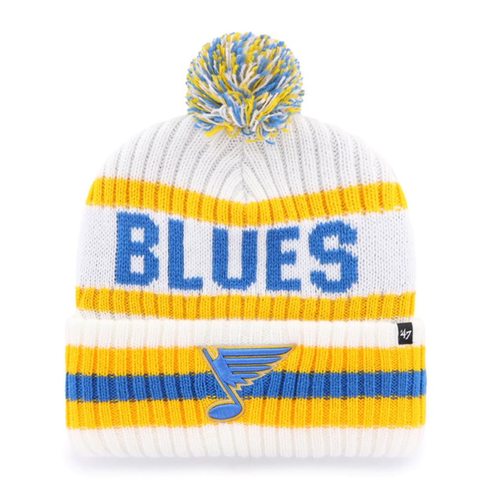 ST. LOUIS BLUES '47 HERITAGE BERING STRIPED POM KNIT - WHITE Knit '47 Brand   