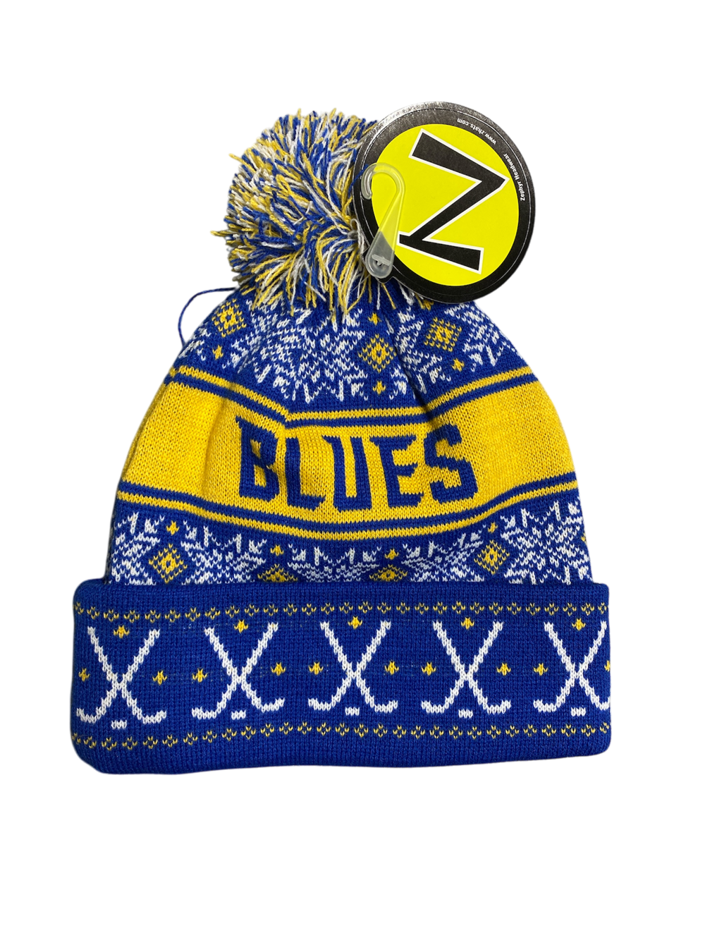 ST. LOUIS BLUES HOLIDAY KNIT HAT - ROYAL/GOLD Knit Zephyr