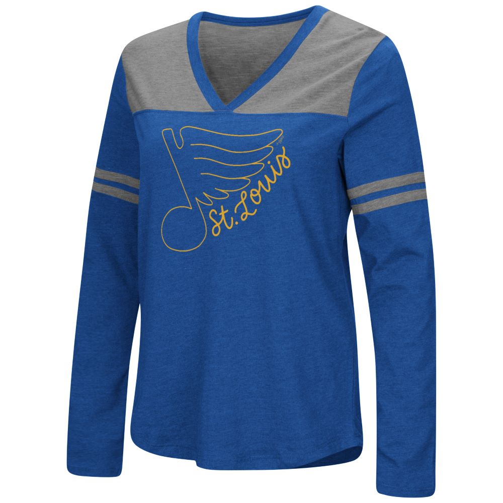 ST. LOUIS BLUES EMILY STAHL LADIES FLY NOTE LS - ROYAL/GREY – STL ...