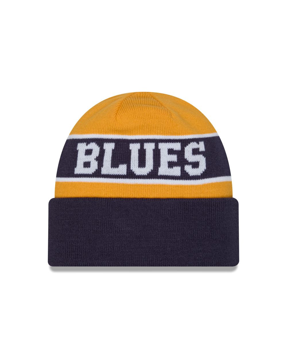 ST. LOUIS BLUES NEW ERA NOTE REVERSE CUFF KNIT - GOLD/NAVY Knit New Era   