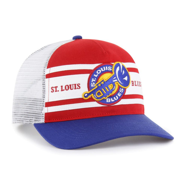 ST. LOUIS BLUES '47 TRUMPET DOUBLEHEADER MESH SNAPBACK - MULTI Hats '47 Brand   